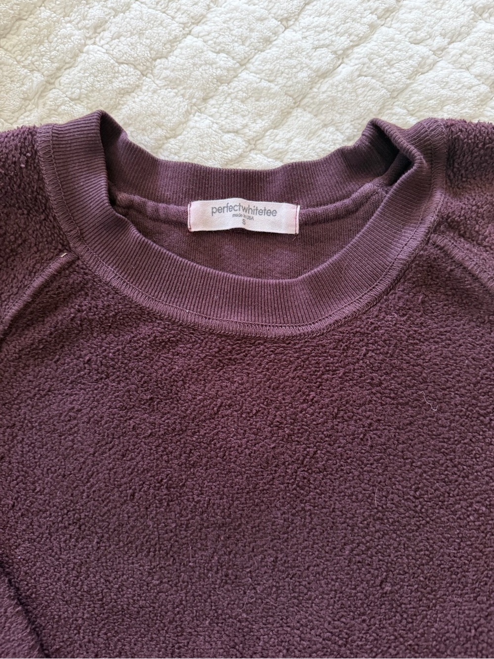 perfectwhitetee Plush Crewneck Sweatshirt in Plum - Picture 2 of 3